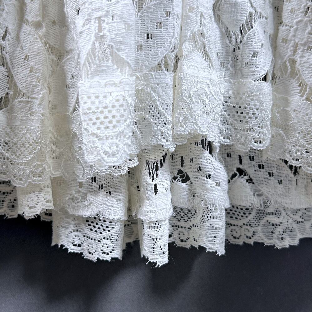 Coastal Cowgirl Delicate Babydoll Lace Daisies Bell Sleeve Boho Chic Women MED - Picture 5 of 9